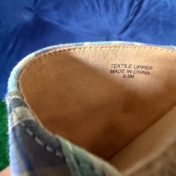 Talbots Size 9.5 Izzy D'Orsay Espadrilles Raffia Blue Madras Plaid Shoes Sandals - Picture 10 of 10